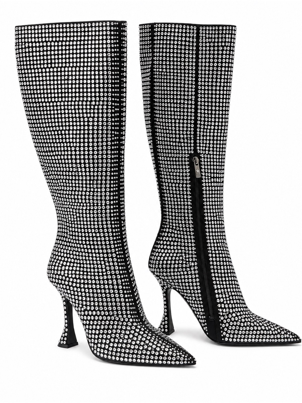 Jennifer Lopez Black Crystal-Studded Knee Boots size 8